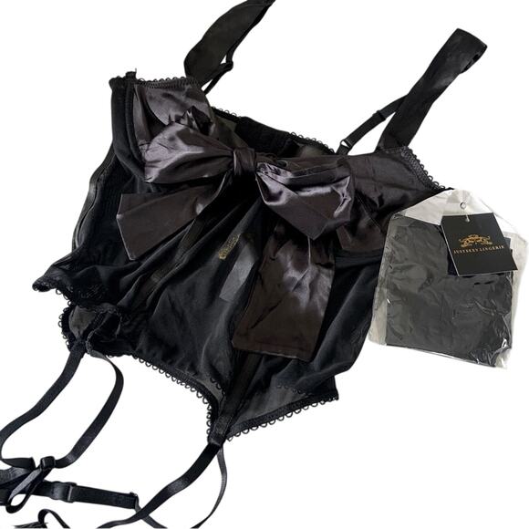 Just Sexy Lingerie Bow Bustier Set with Stockings Small NEW WITH TAGS Retail $87 - Picture 3 of 13
